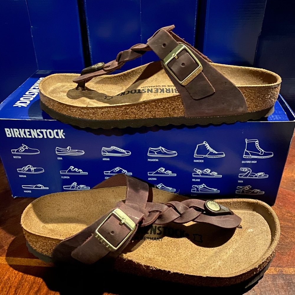 Birkenstock Gizeh Braided Cognac size 37 leather
